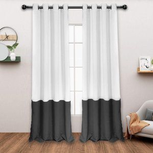Two 84" colorblock silver/grey Blackout curtains